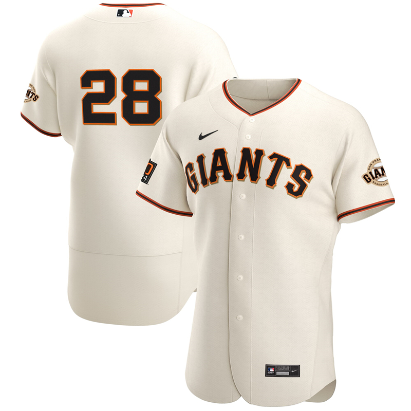 2020 MLB Men San Francisco Giants #28 Buster Posey Nike Cream Home 2020 Authentic Player Jersey 1